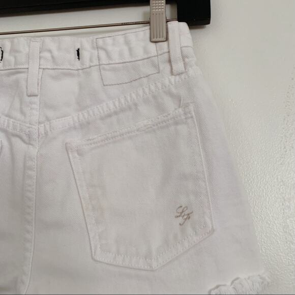 White Molholland Lovers + Friends Jack High Waisted Distressed Denim Shorts 23 - Picture 6 of 7